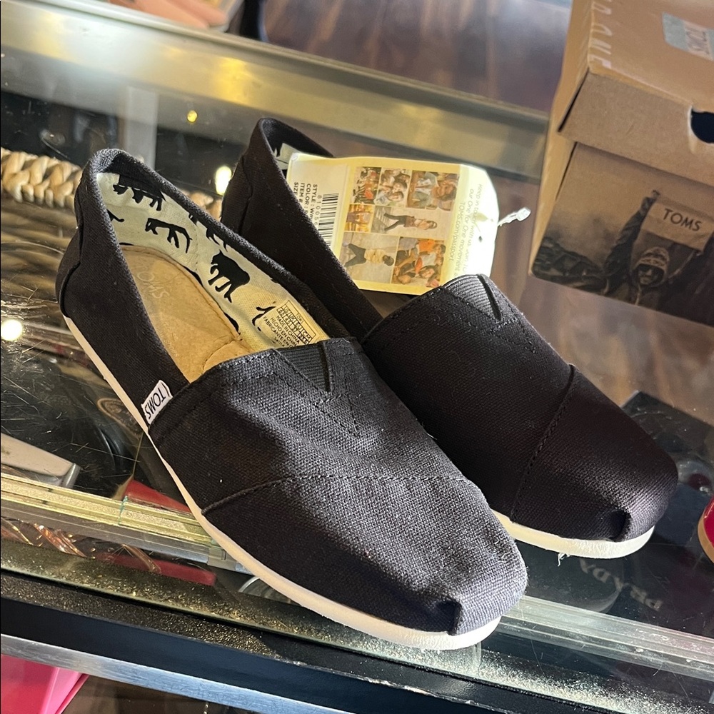 Toms Black Canvas Slip-On Espadrille Sneakers